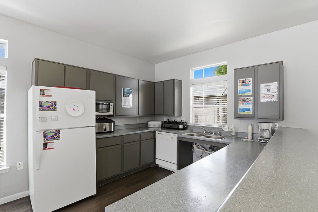 Community kitchen at Almeda Park Apartments in Houston TX
